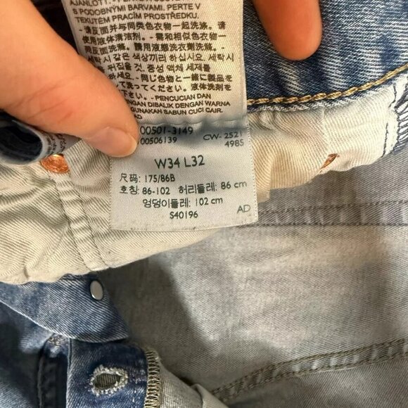 Levis 501 Jeans Men's Size 34x32 Straight Button Fly Red Tab Blue Fits 34x28 - Picture 9 of 15